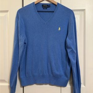 Polo by Ralph Lauren Men's Sky Blue V-Neck Sweater